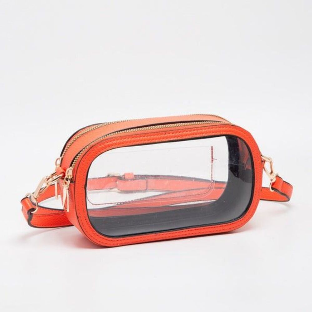 Women Bag ORANGE Crossbody Transparent Adjustable Strap Stadium Approved Concert